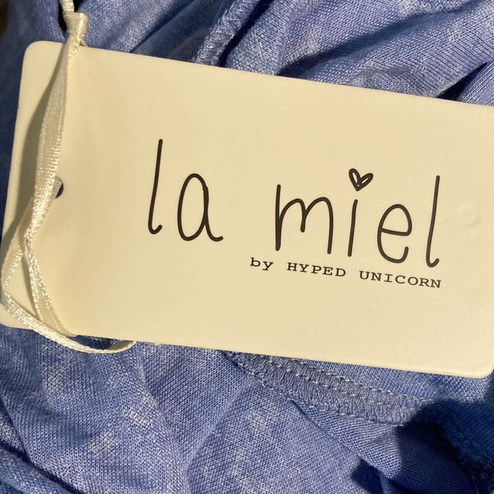 NWT La Miel Casual Lightweight Side Slit Summer Dress w/ Pockets Cornflower Sz L - Picture 2 of 7